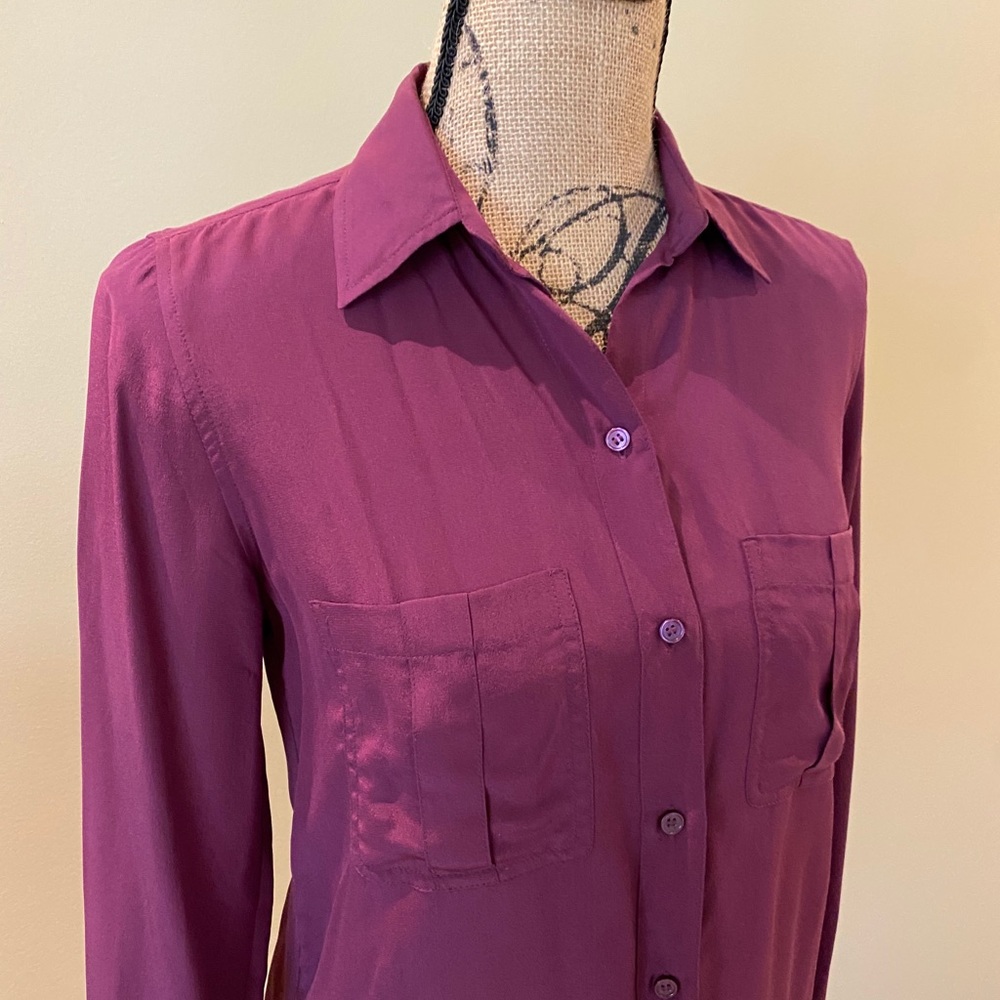 Chartreuse Silk Xs Button Down Top - image 2